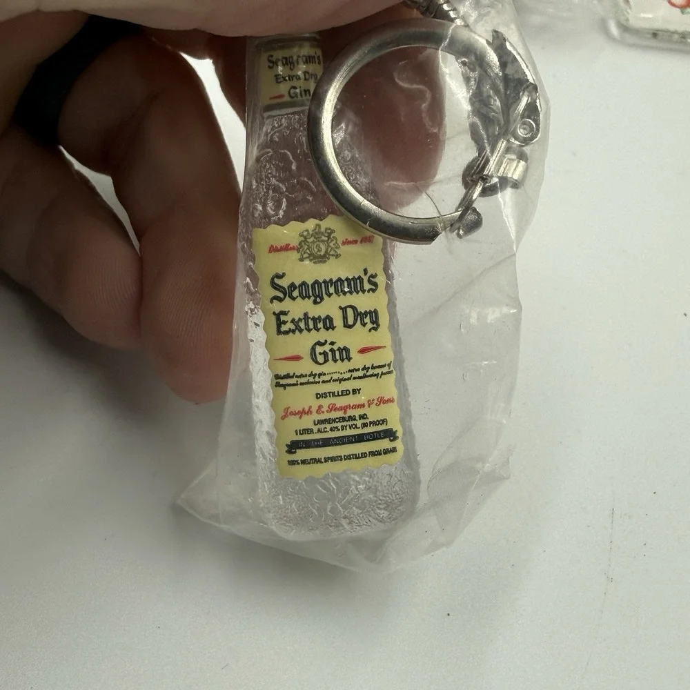 Vintage Advertising Keychain Lot Absolut Vodka Seagram's Gin Promo NOS 5 Pc